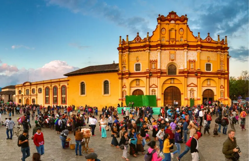 a group of people outside a building