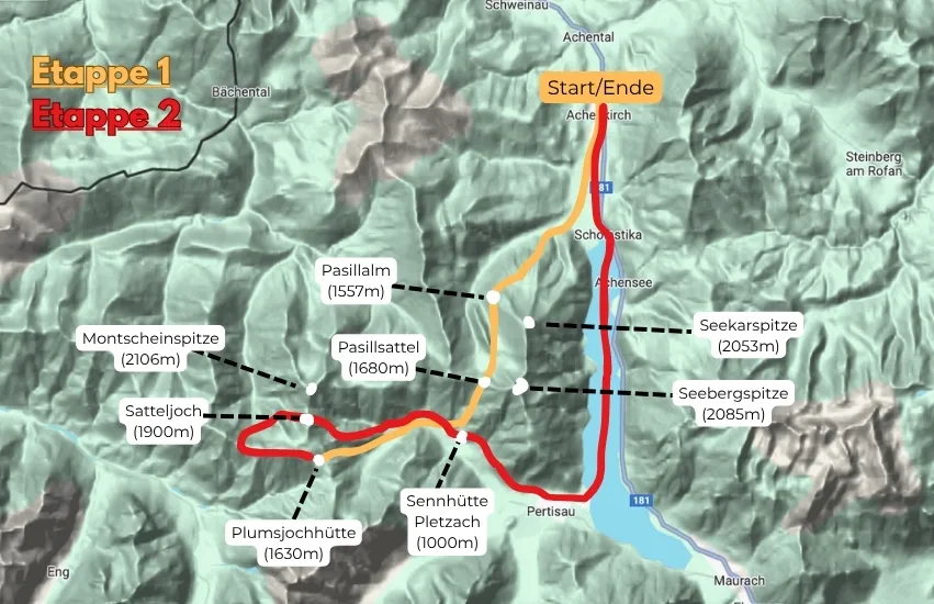 Meine Route für die 2 Tage Hüttentour im Karwendel